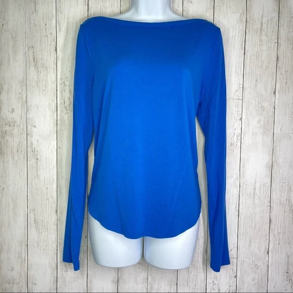 Vince Scoop Neck Long Sleeve Blue Tee Shirt Size Medium - Picture 11 of 11